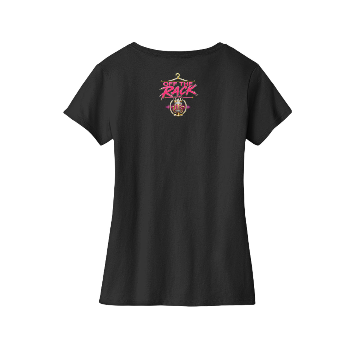 Women V-Neck T-Shirt Back Black 