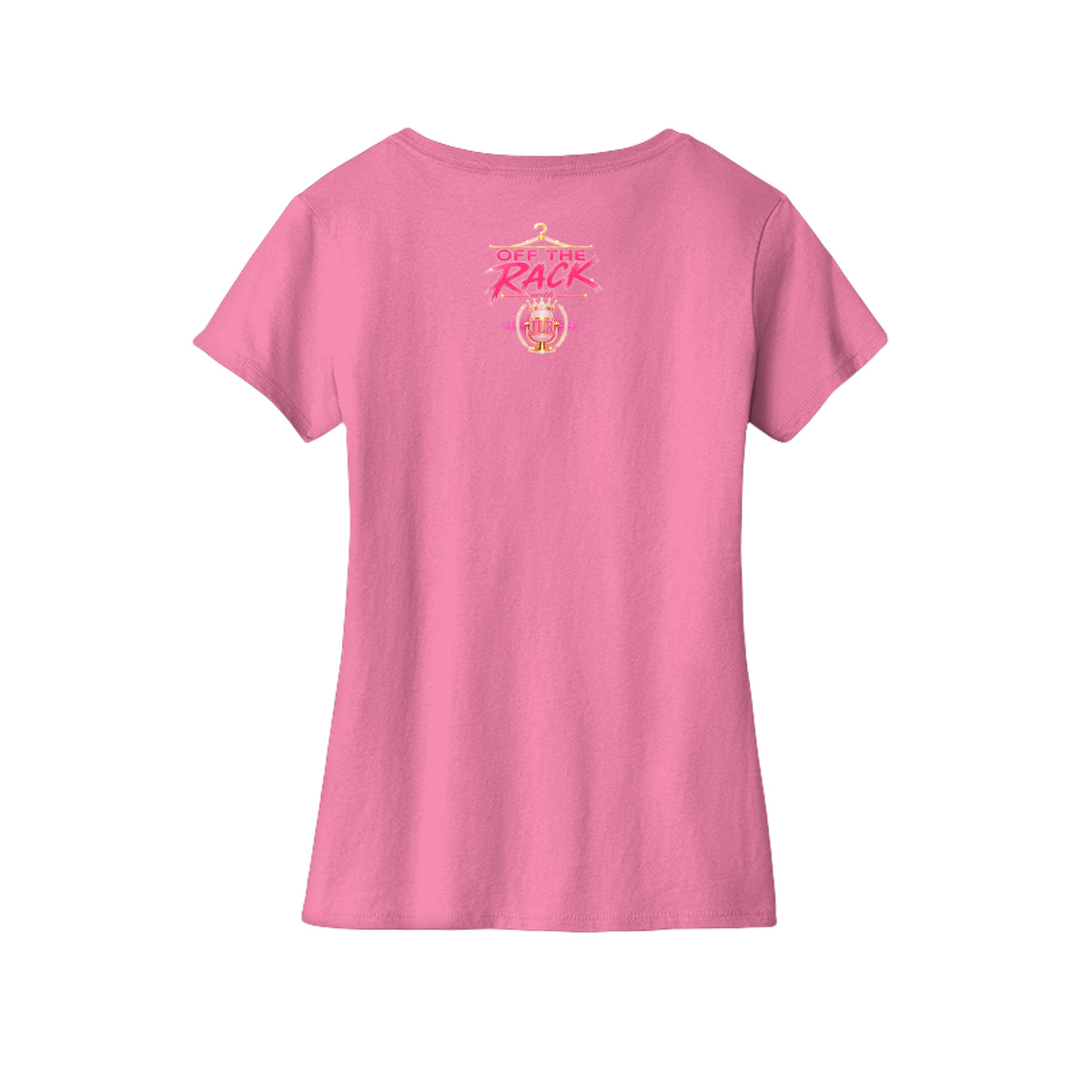 Women Fitted V-Neck T-Shirt New Pink Back